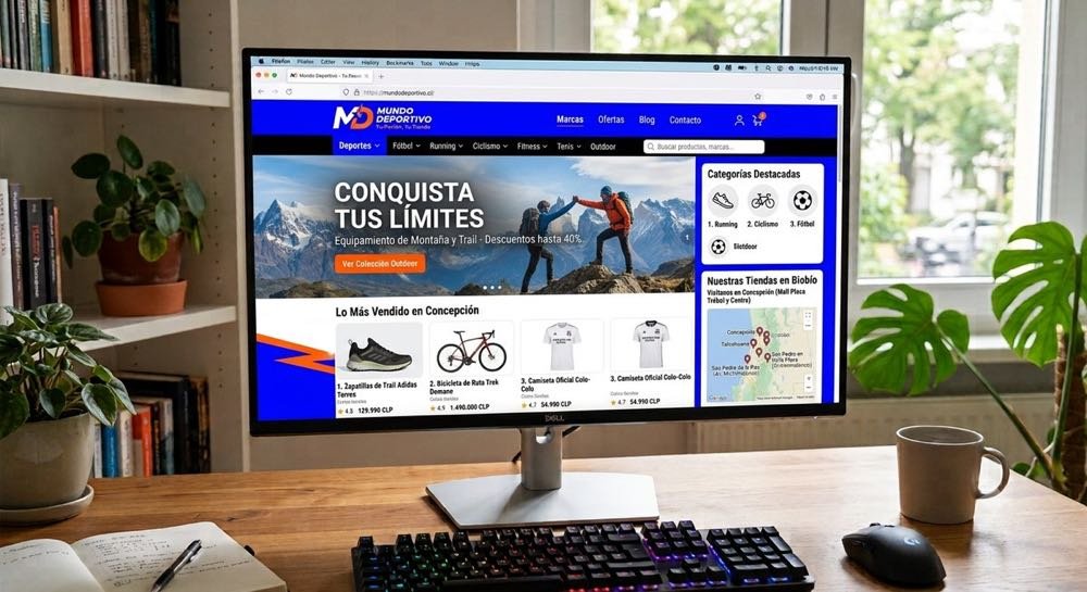 Tienda online de artículos deportivos Mundo Deportivo en pantalla de escritorio